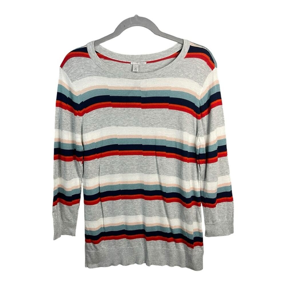 Halogen Multi Colored Striped 3/4‎ Length Sleeve Sweater Size L NWT